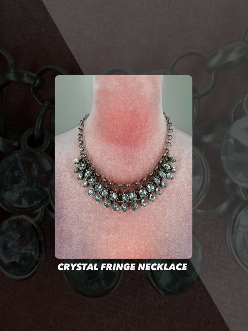 EUC Crystal Fringe Statement Necklace